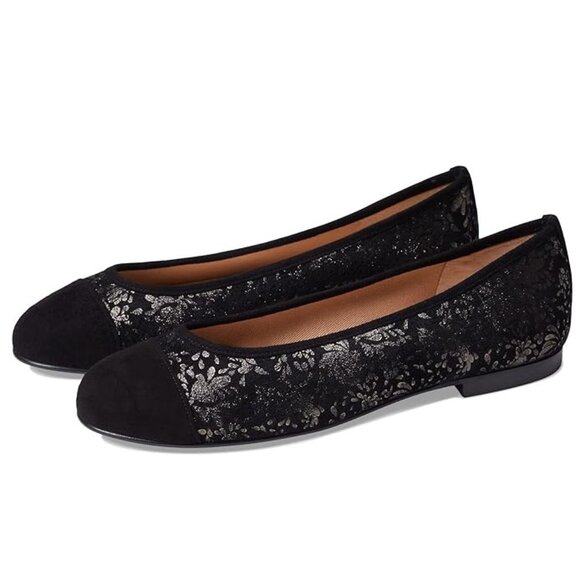 NIB - French Sole Women's Kendall Flats in Pewter Floral Suede - Size 6.5 - Picture 1 of 14